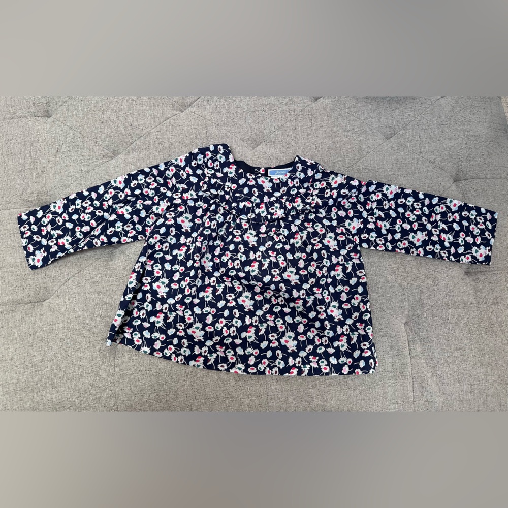 NWT LIBERTY OF LONDON JACADI COLLETTE BLOUSE 24M floral navy blue baby shirt